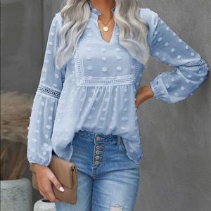 NEVER WORN - BABY BLUE BLOUSE